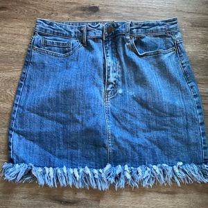 Fringe  denim skirt